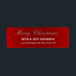 Etiqueta Festividades de la familia Red Merry Christmas<br><div class="desc">Represente con esta moderna y elegante etiqueta de la dirección de retorno. Esta plantilla se puede personalizar para satisfacer todas las ocupaciones profesionales.</div>