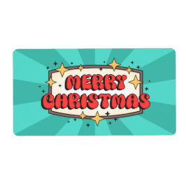 Etiqueta Festividades de navidad personalizado texto retro