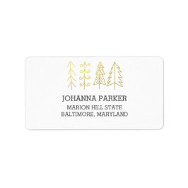 Etiqueta Festividades de oro de los árboles navideños moder