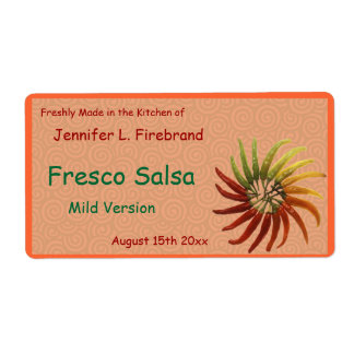 Etiqueta Fiery Chili Pepper Canning Jar