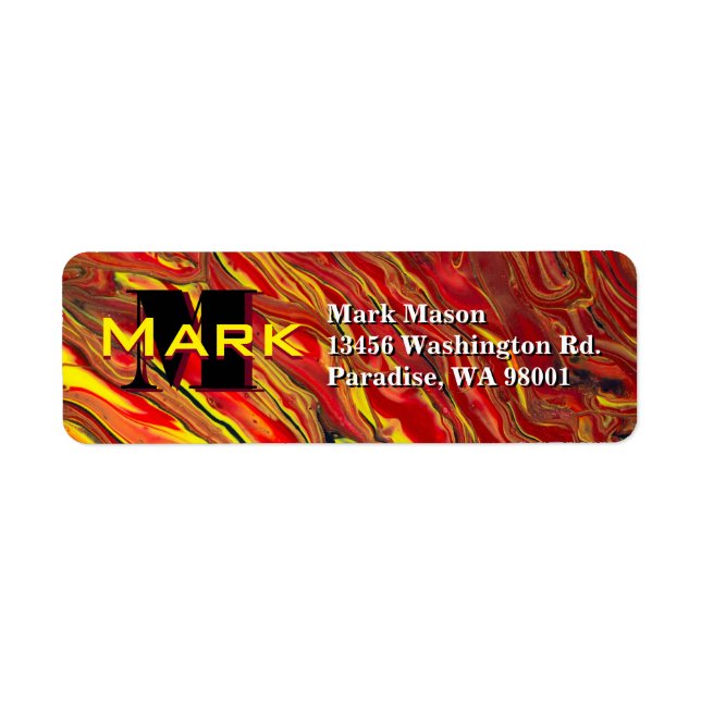 Etiqueta Fiery Red Acrylic Flow Art (Frente)