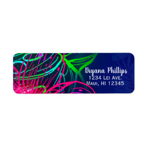 Etiqueta Fiesta Aloha Nocturna Tropical Luau Eléctrico