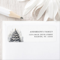 Fiesta de árbol de Navidad blanco y negro moderno