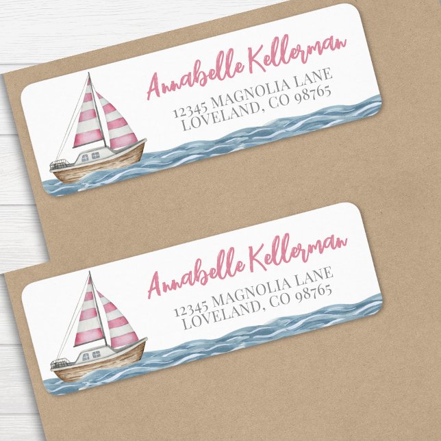 Etiqueta Fiesta de Bebé Náutica Rosa (Pink Nautical Baby Shower label )