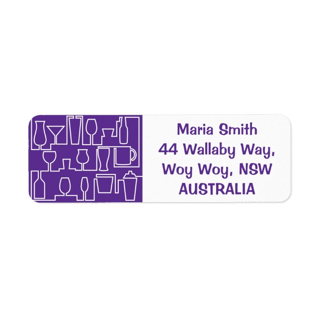 Etiqueta Fiesta de cóctel morado (Frente)