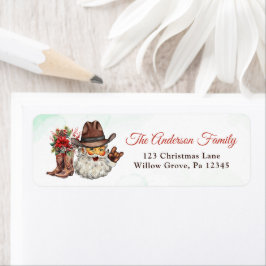 Etiqueta Fiesta de Cowboy Santa Navidades