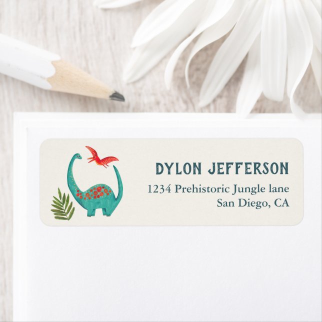 Etiqueta Fiesta de cumpleaños de niños de Dinosaur (In situ)