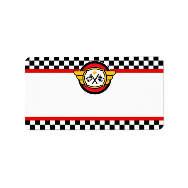 Etiqueta Fiesta de cumpleaños de Race Car (Frente)