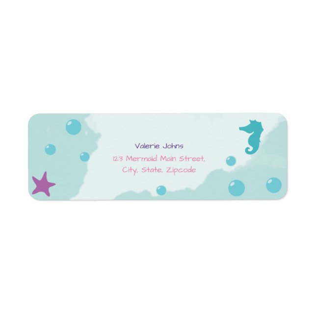 Etiqueta Fiesta de cumpleaños de Sirena (Frente)