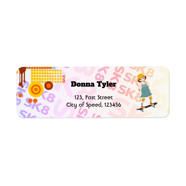 Etiqueta Fiesta de cumpleaños del Chica de Skater Park (Frente)