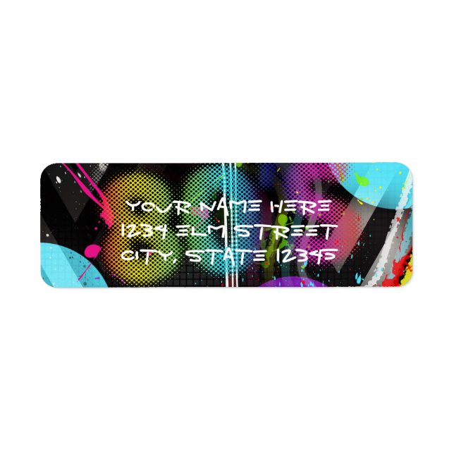 Etiqueta Fiesta de cumpleaños Splash Arcoíris Retro Bash de (Frente)