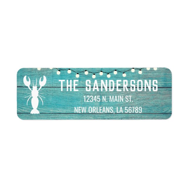 Etiqueta Fiesta de mariscos de mariscos de la familia Crawf (Frente)