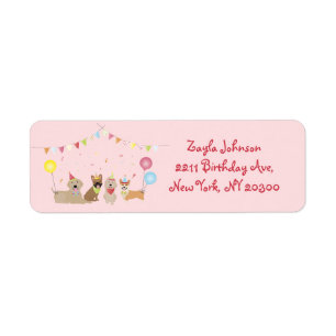 Etiqueta Fiesta de Perro de Cumpleaños Feliz