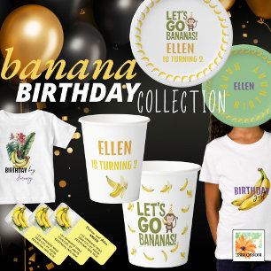 Etiqueta Fiesta de plátanos de acuarela banana