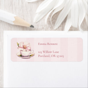Etiqueta Fiesta de té rosa para baby shower