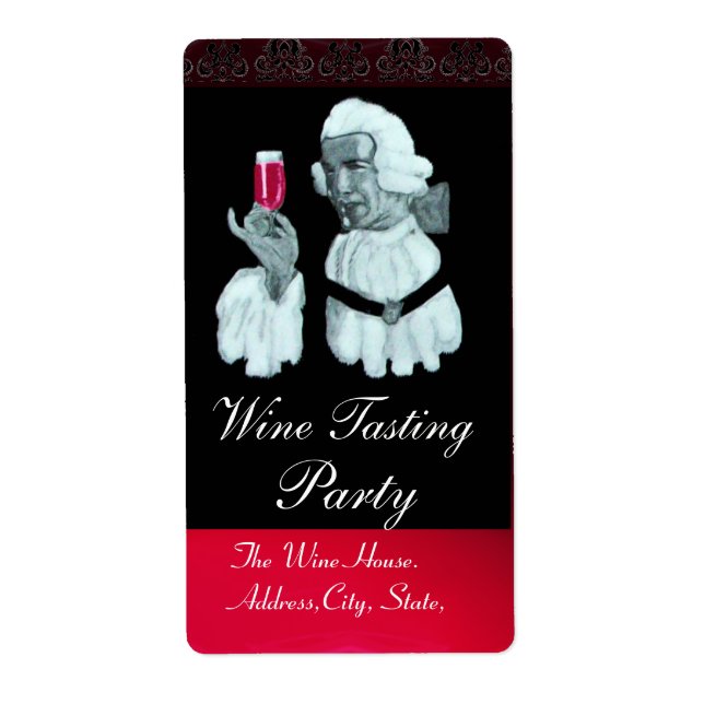 Etiqueta Fiesta DEGUSTADOR DE VINOS, Damask (Frente)
