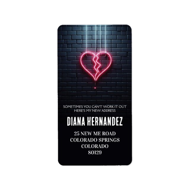 Etiqueta Fiesta del divorcio cardíaco roto (Frente)