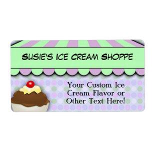 Etiqueta Fiesta del helado, Shoppe dulce en colores pastel