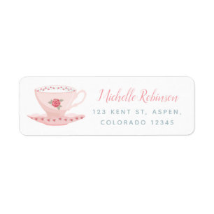 Etiqueta Fiesta del Té Floral de Rosas Rosadas
