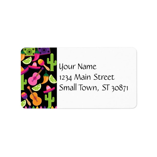 Etiqueta Fiesta Fiesta Sombrero Cactus Limes Peppers Maraca (Frente)