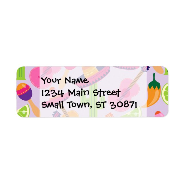 Etiqueta Fiesta Fiesta Sombrero Cactus Limes Peppers Maraca (Frente)