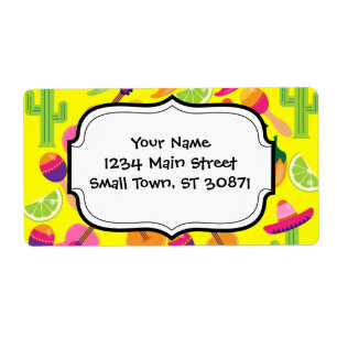 Etiqueta Fiesta Fiesta Sombrero Limes Guitarra Maraca Sagua