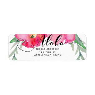 Etiqueta Fiesta Floral Aloha de Vid Tropical Verde Hoja Ros