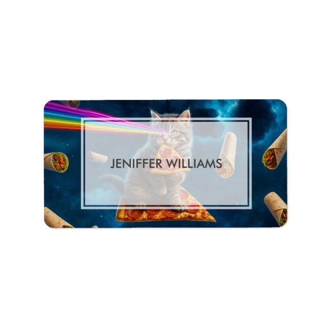 Etiqueta Fiesta Pizza Cat Láser (Frente)