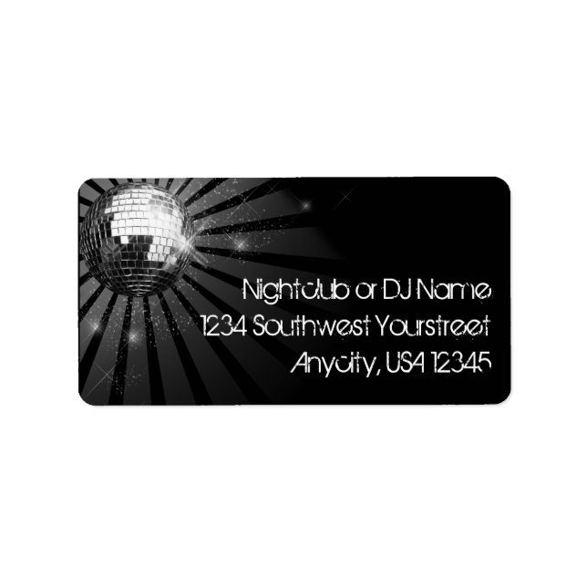 Etiqueta Fiesta Silver Sparkle Disco Ball (Frente)