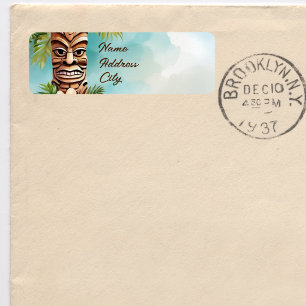 Etiqueta Fiesta Tropical de Tiki