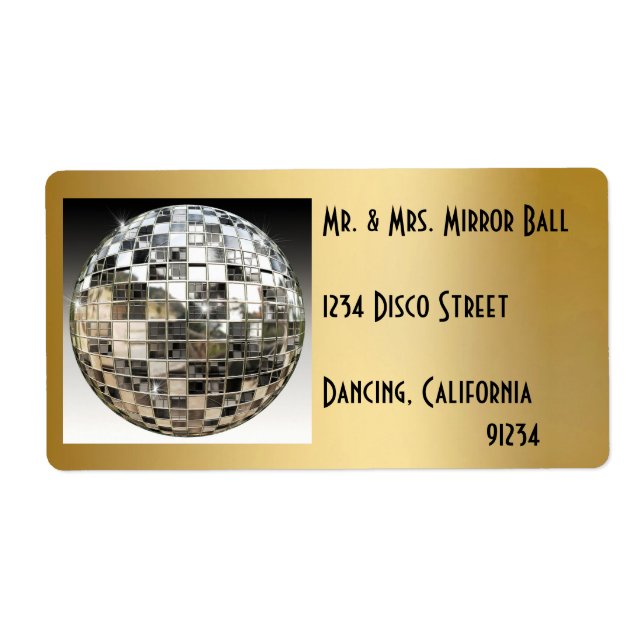Etiqueta Fiestas de Mirror Ball Disco (Frente)