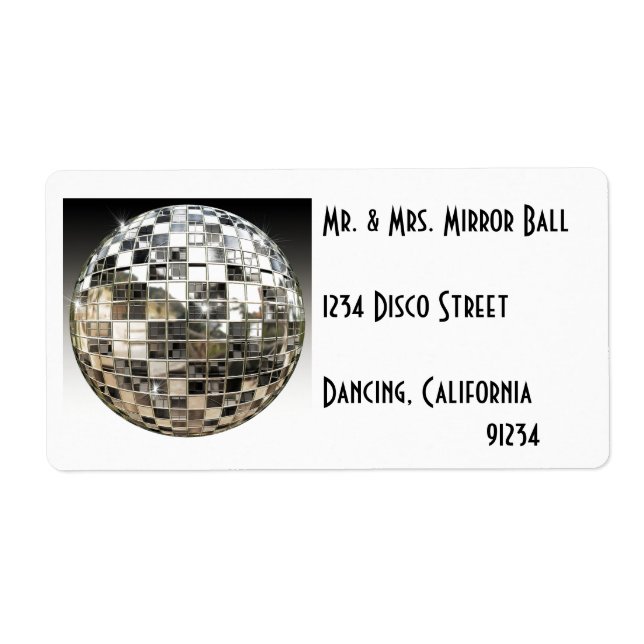 Etiqueta Fiestas de Mirror Ball Disco (Frente)