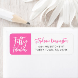 Etiqueta Fifty and Fabulous Pink Script 50th Birthday Party