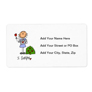 Etiqueta Figura del palillo que cultiva un huerto