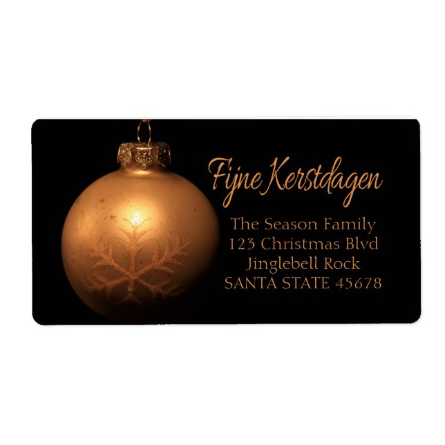Etiqueta Fijne Kerstdagen Golden ornament label (Frente)