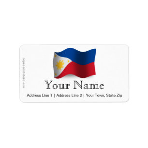 Etiqueta Filipinas que agitan la bandera