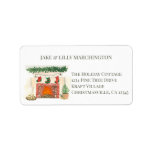 Etiqueta Fireplace and Christmas Stockings Address<br><div class="desc">Christmas themed return address labels - easy to personalize and dress up your mail for the holiday season. This watercolor design has a cozy winter fireplace complete with christmas stockings,  pie  The template is set up for you to customize with your name and address.</div>