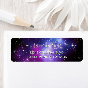 Etiqueta Firma femenina púrpura Galaxia Celestial