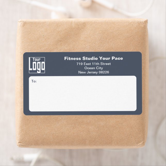Etiqueta Fitness Business Logo Grey White Shipping (In situ)
