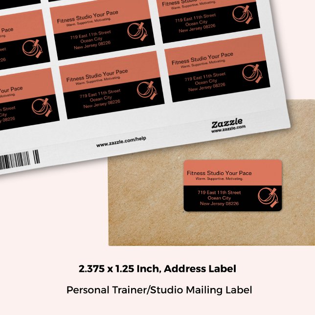 Etiqueta Fitness Studio Skipping Rope Orange Address (2.375x1.25 Inch, Fitness Studio Skipping Rope Orange Address Label)