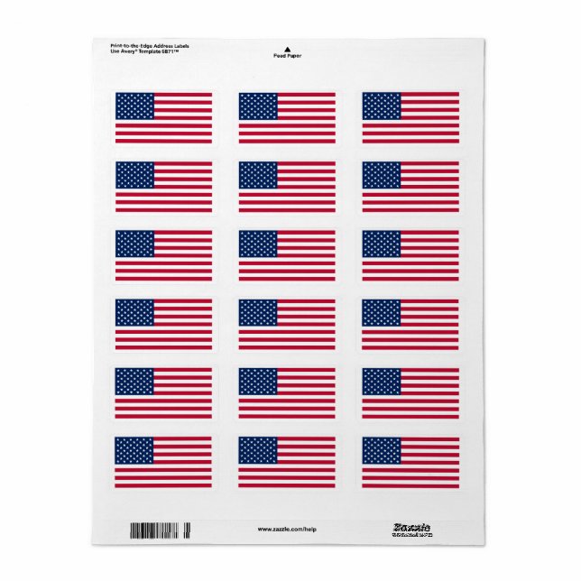 Etiqueta Flag of United States custom-cut  (Hoja Entera)