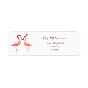 Etiqueta Flamencos divertidos del navidad personalizados