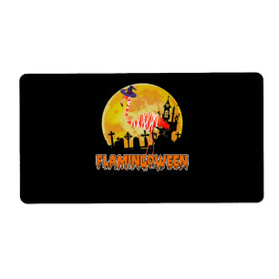 Etiqueta Flamencos   Flamingoween Funny Witch Halloween