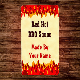 Etiqueta Flames Rojos Personalizado BBQ Salsa caliente gran