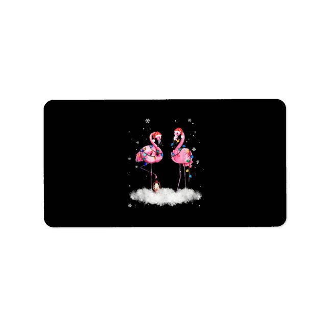 Etiqueta Flamingo Árbol de Navidad Santa Hat Light (Frente)