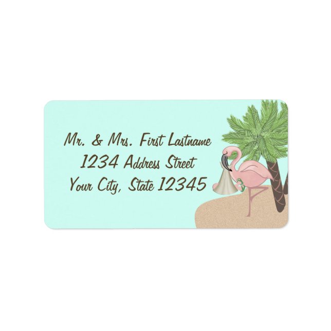 Etiqueta Flamingo Beach Baby con Flip Flops (Frente)