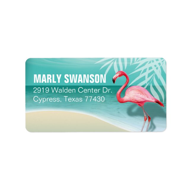 Etiqueta Flamingo Beach Mails | aqua (Frente)