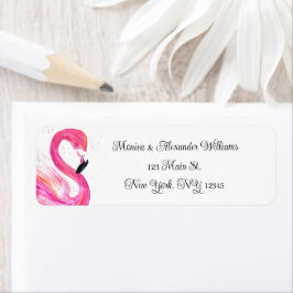 Etiqueta Flamingo Birds Watercolor Return Address Boda