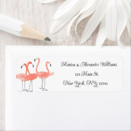 Etiqueta Flamingo Birds Watercolor Return Address Boda