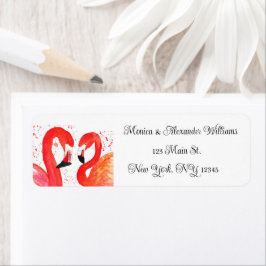 Etiqueta Flamingo Birds Watercolor Return Address Boda